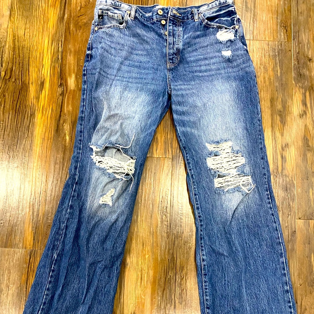 Kancan distressed wide leg jeans